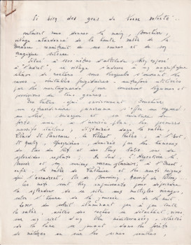 Texte manuscrit à destination de la presse des Hautes-Alpes